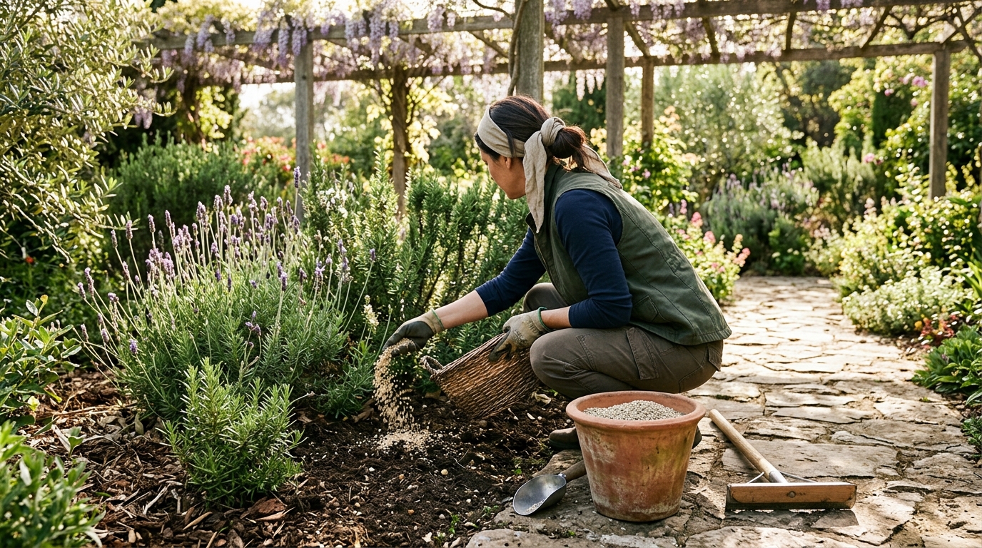 Jardineros Tecnoverd trabajando en abono fertilizacin jardn