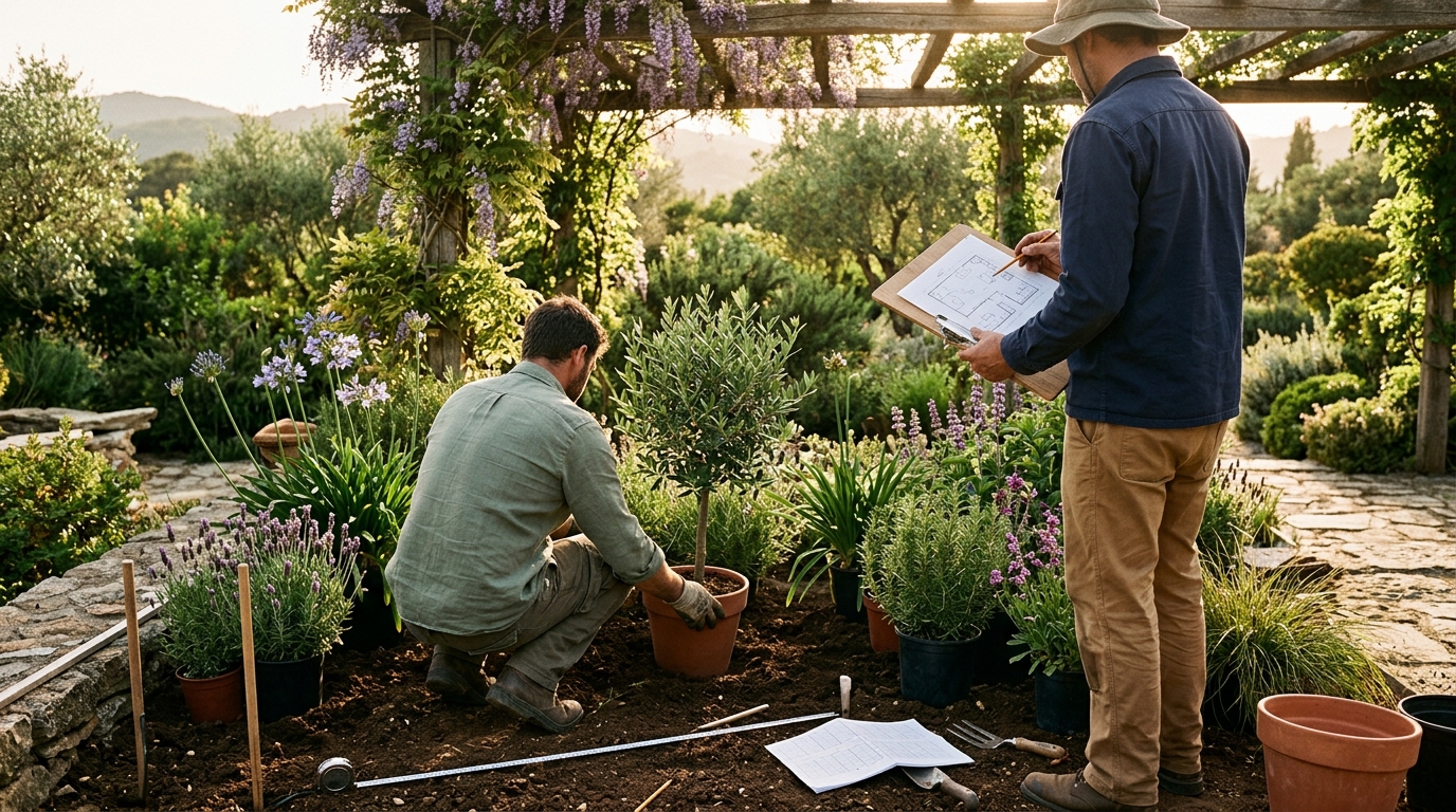 Jardineros Tecnoverd trabajando en diseo de jardines 2025