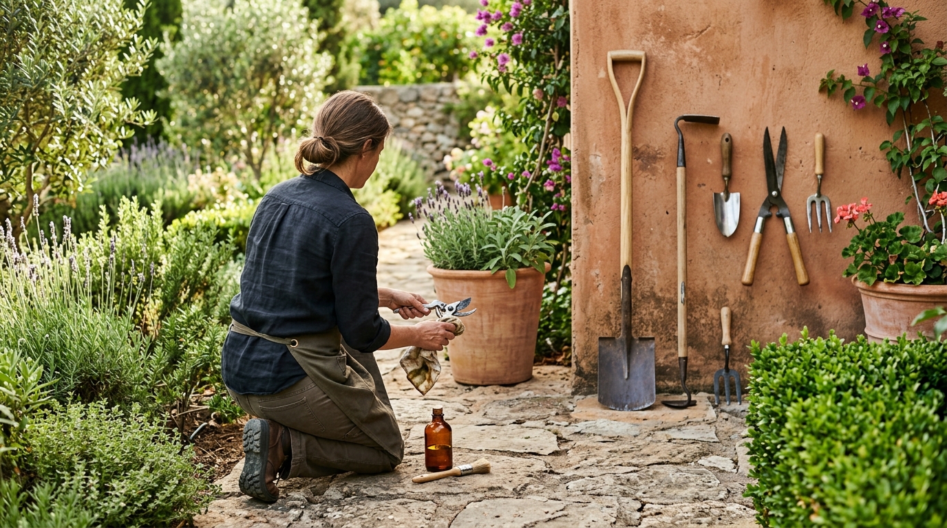 Jardineros Tecnoverd trabajando en herramientas de jardinera